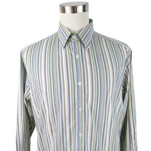 Saltaire Men's Colorful Striped Button Up Shirt Large